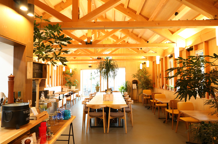 敷地内のカフェ「MEG CAFE 511」では、手作りスイーツや食事を楽しむことができる。