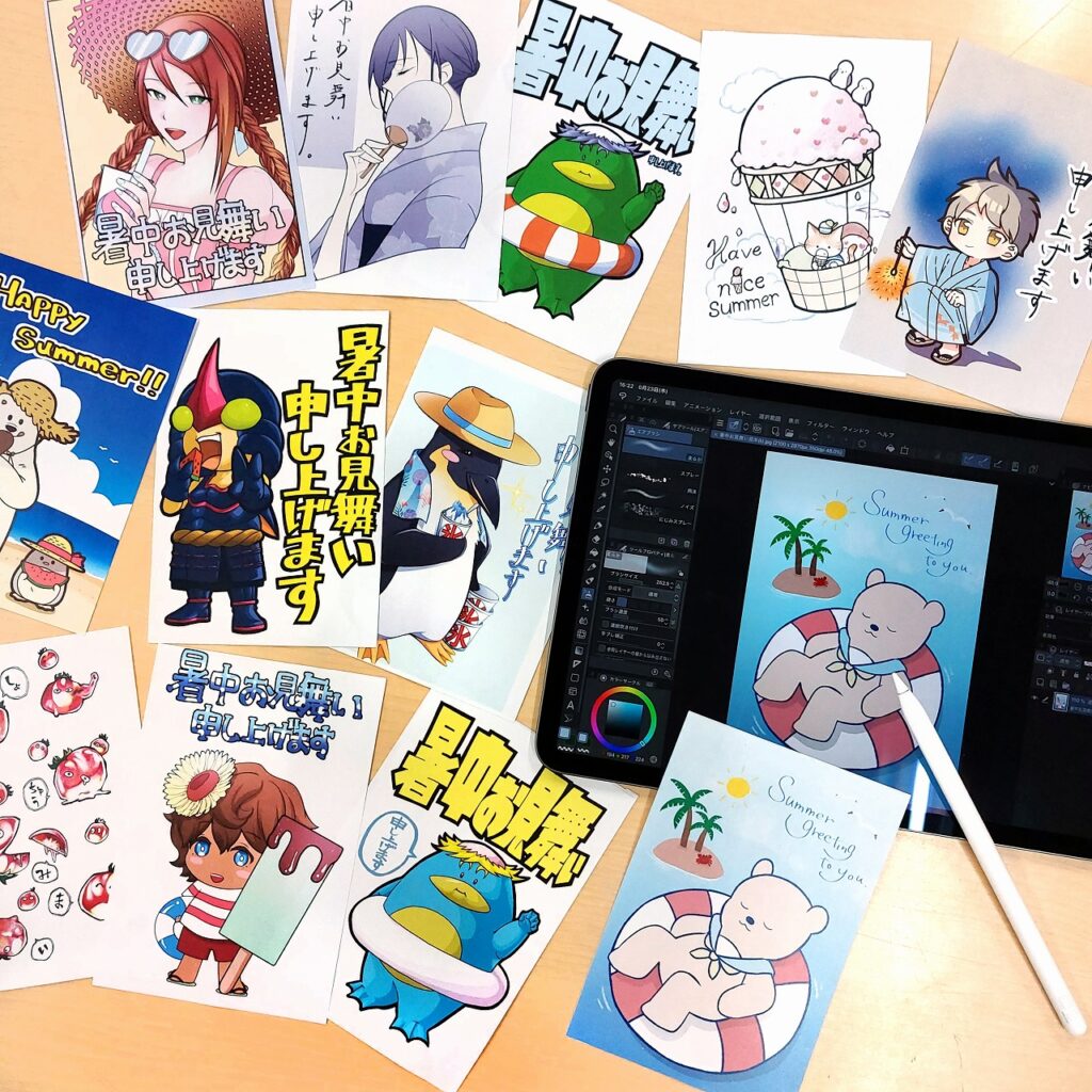 暑中お見舞いイラスト作成会 22 暑中お見舞いの準備はok 新潟市マンガの家でワークショップ開催 新潟市中央区