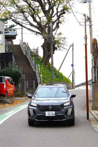 新潟市内の東堀通13番町にある日和山の坂道にて。上に見えるのは日和山住吉神社。下古町の風情ある場所です