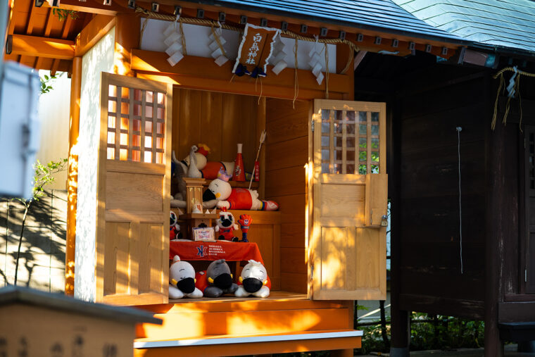 オレンジ一色の「白鳥神社」