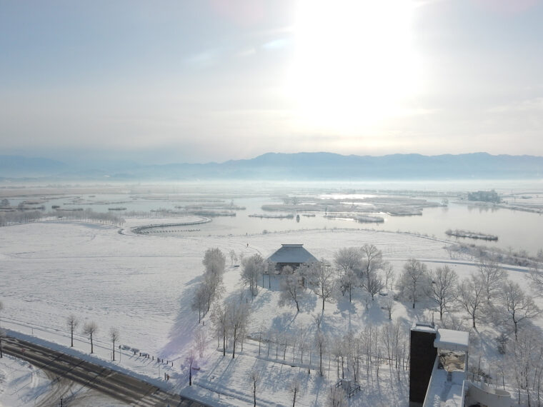 雪化粧した福島潟は絶景です！