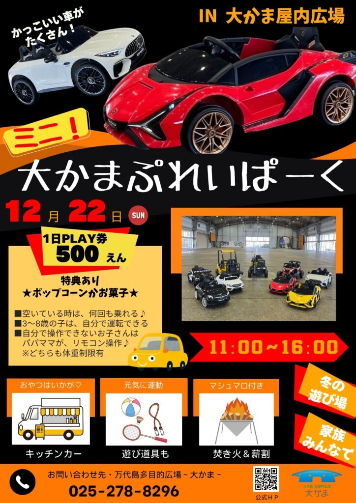 ミニ！大かまぷれいぱーく】かっこいい車に乗って万代島多目的広場 大