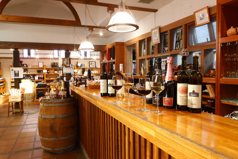 ワインショップは敷地の真ん中にあり情報センターも兼ねています
