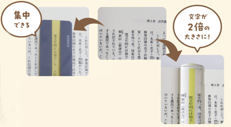 左がリーディングトラッカー、右がリーディング ルーペを利用した際の見え方