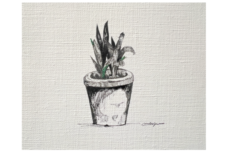 フジタミユ ｢春の日」 14.0×18.0cm ペン、刺繍 2026年