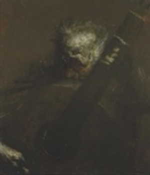 鴨居玲《ギター》油彩、キャンバス・12F・1976年頃